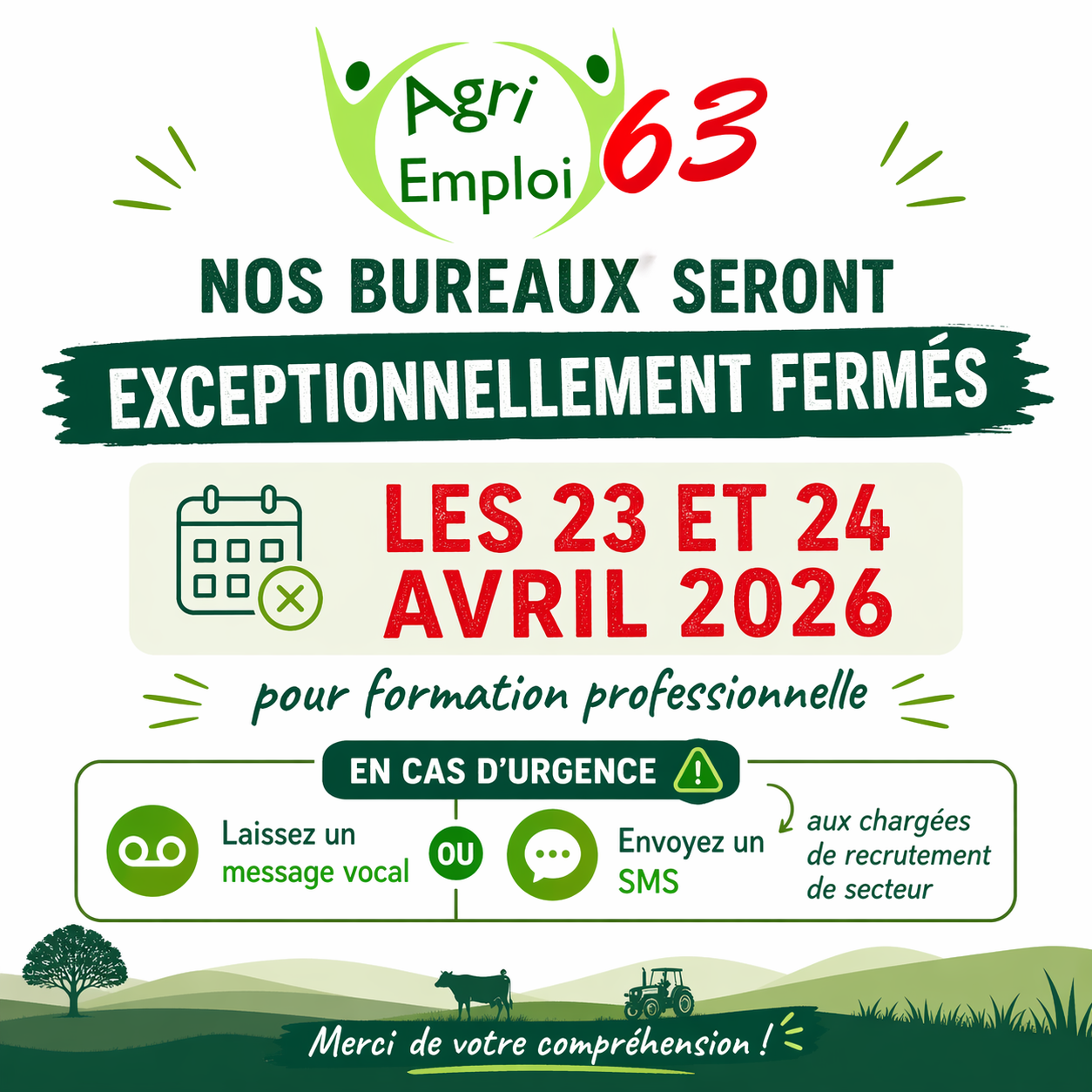 Actualit� : Fermeture exceptionnelle des bureaux