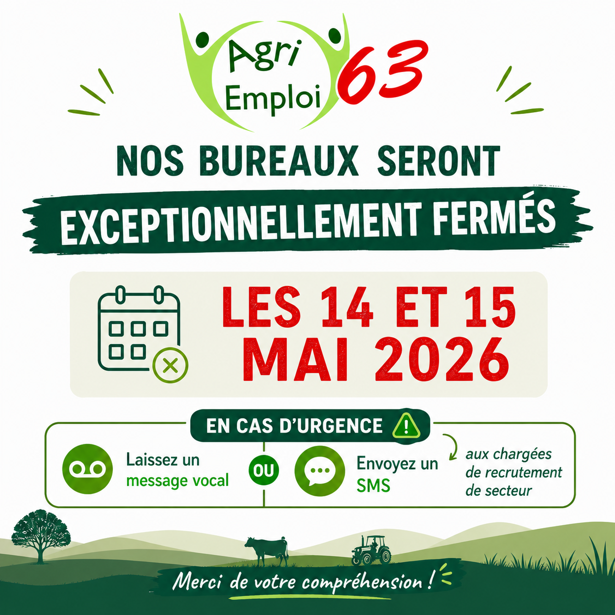 Actualit� : Fermeture exceptionnelle des bureaux