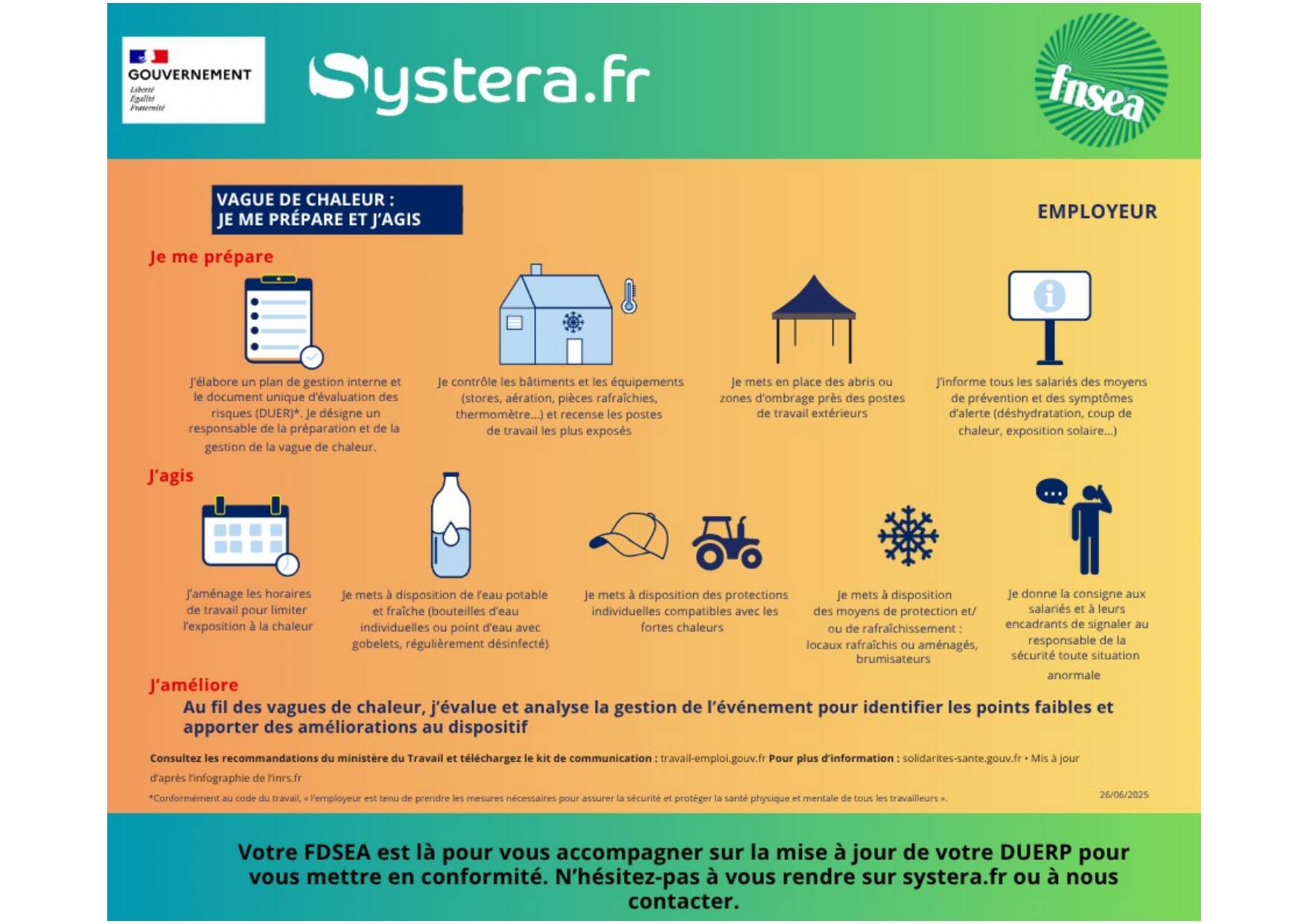 Actualit� : CANICULE - Rappel des obligations des employeurs agricoles