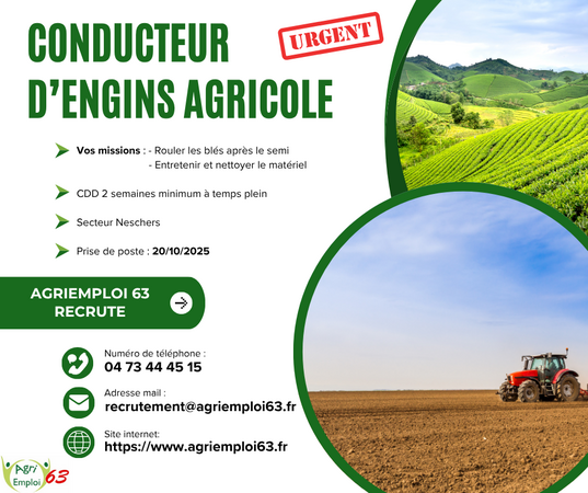 Photo de l'actualité Conducteur d’engins agricoles F/H