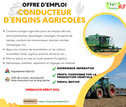 Photo de l'actualit� Conducteur.trice d’engins agricoles 