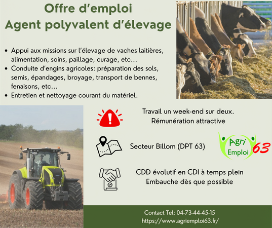 Photo de l'actualit� Agent d'�levage laitier (H/F)