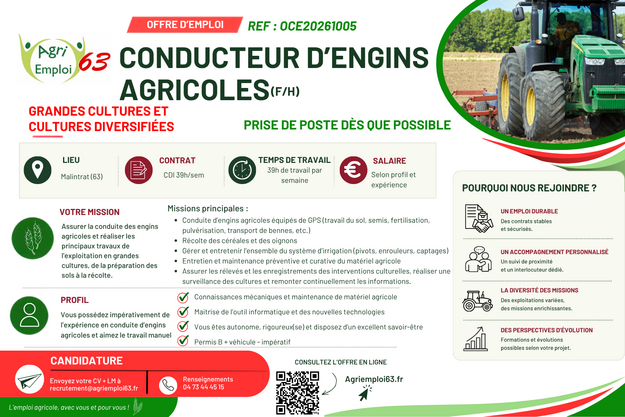 Photo de l'actualit� Conducteur d’engins agricoles F/H